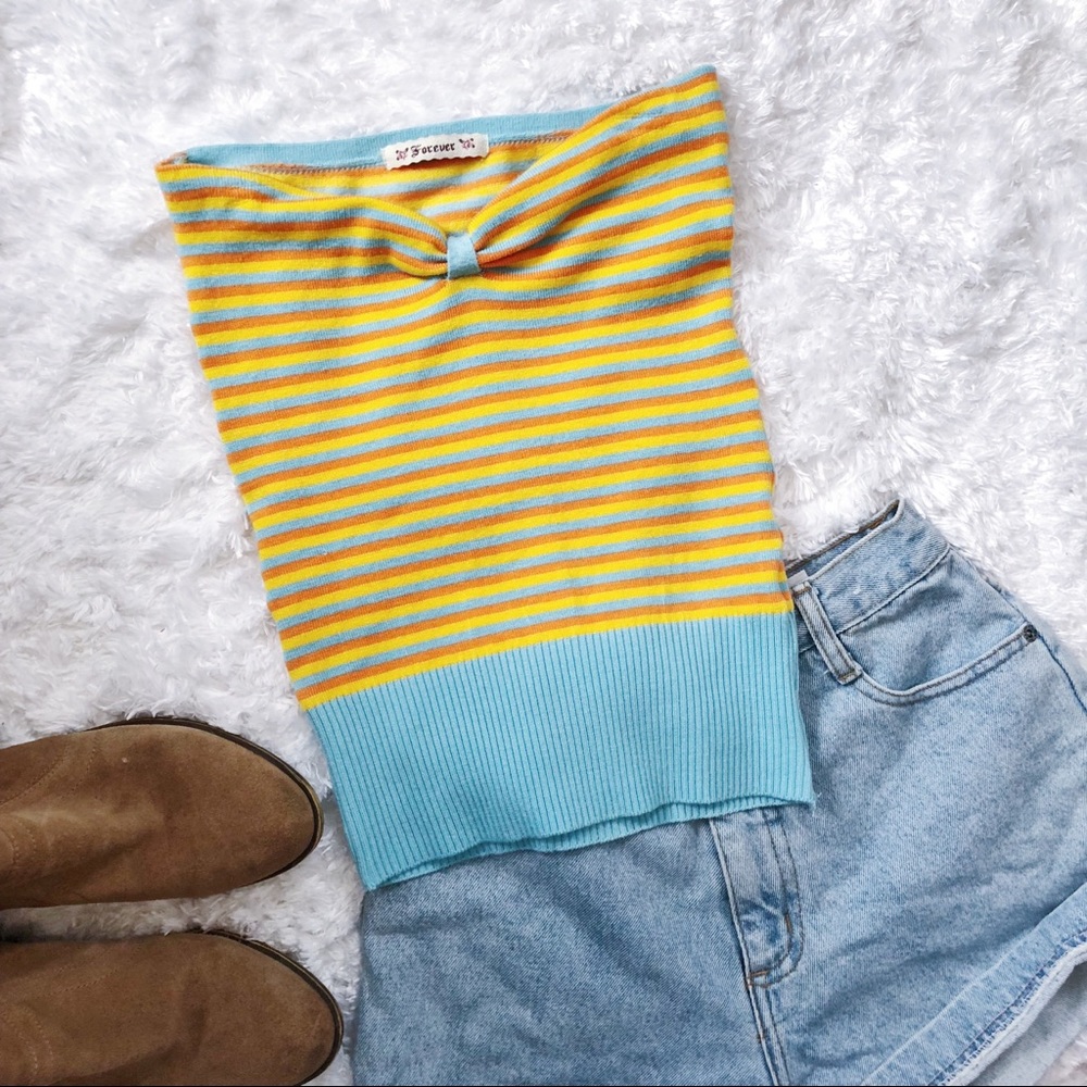 F21 70’s Style Striped Ribbed Tube Top